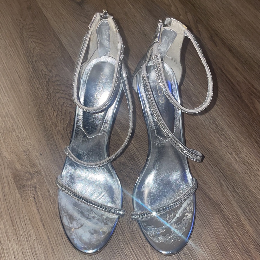 Silver Aldo heels
